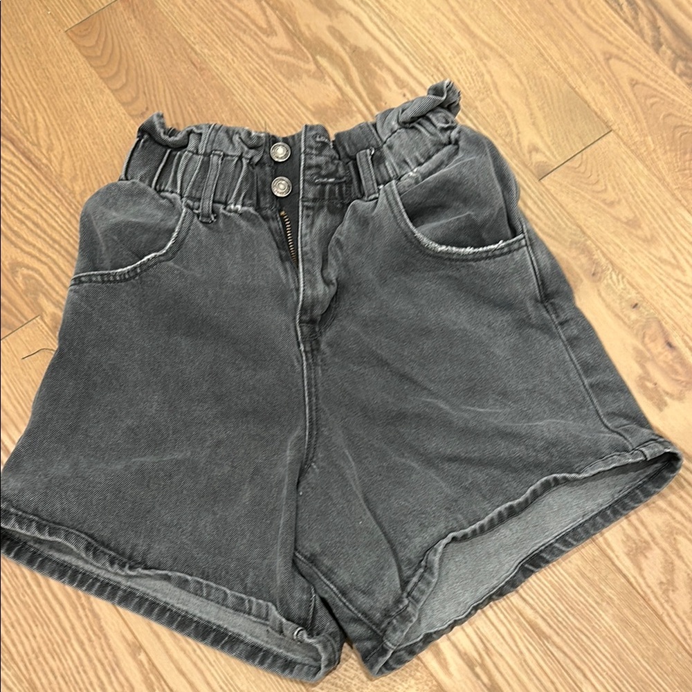 VERVET BY FLYING MONKEY Gray High Waist Denim Shorts